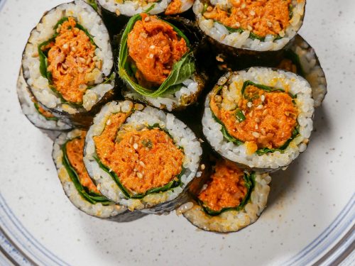 Quick Easy Korean Spicy Tuna Kimbap - Christie at Home