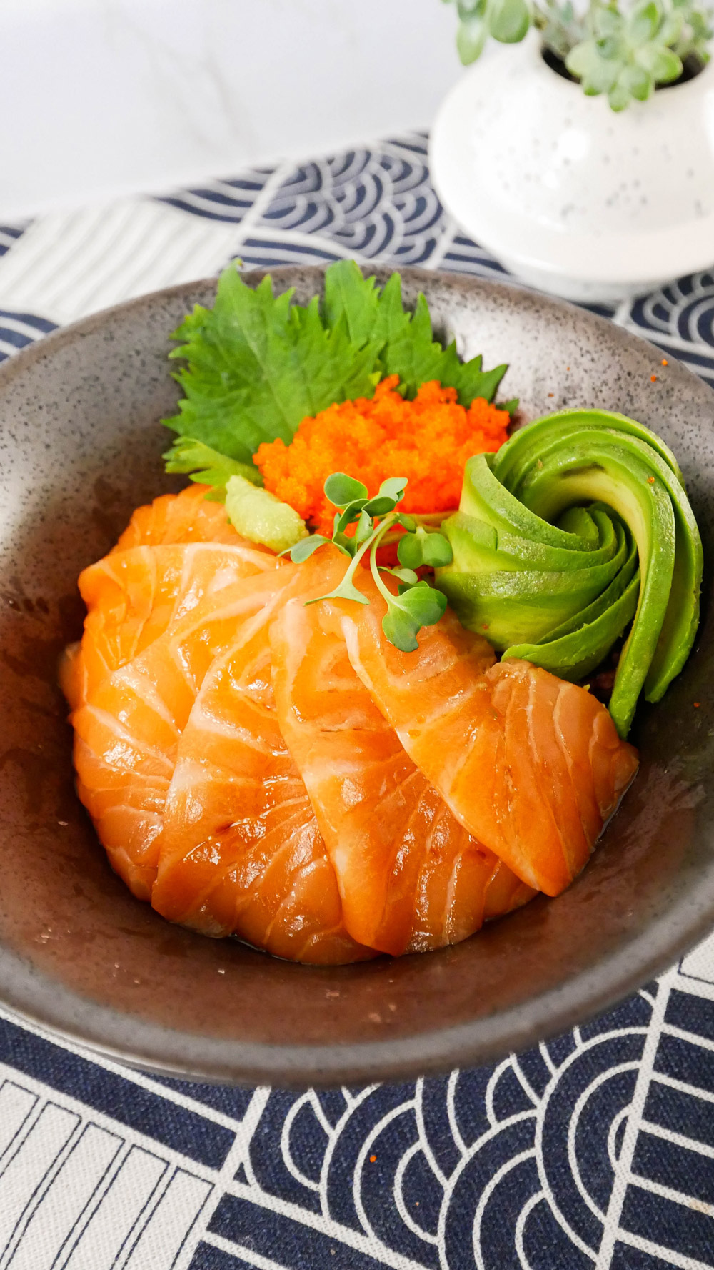 salmon sashimi on rice