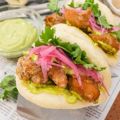 Fried Chicken Bao with Thai Basil Aioli