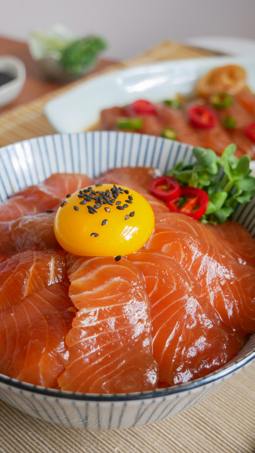 Korean Marinated Salmon Sashimi - 연어장 (Yeoneojang) - Jecca Chantilly